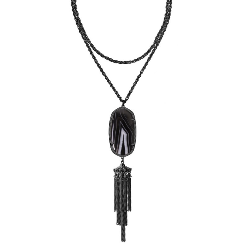 Kendra Scott Black Banded Agate Rayne Necklace